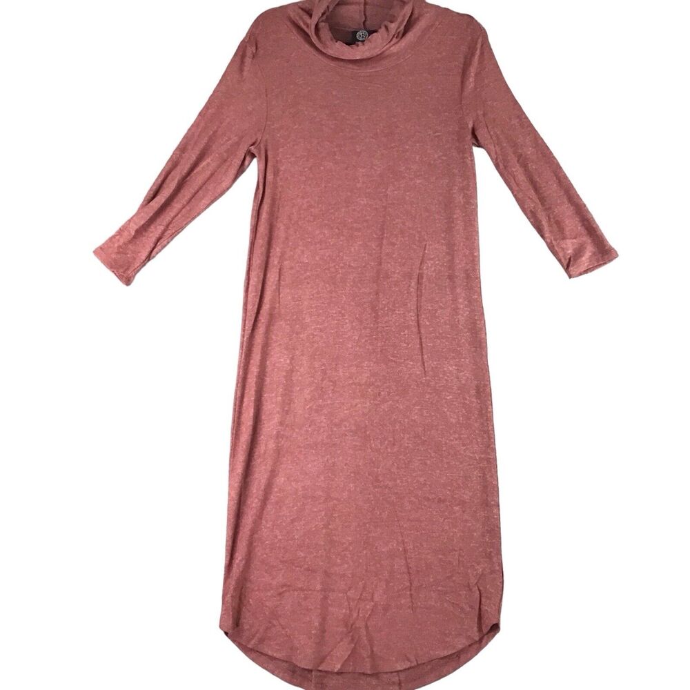 Bobeau Women’s Sweater Dress M Brick Red Cowl Neck Built-In Face Cover NWOT